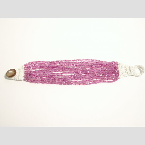 Armbnd - Hndknyttet - Mini Glas Perle Armbnd - 20cm Lilla