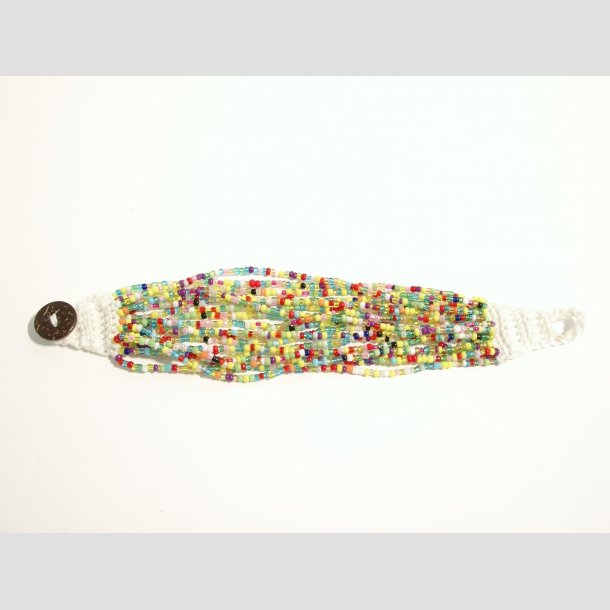 Armbnd - Hndknyttet - Mini Glas Perle Armbnd - 20cm Multi farver