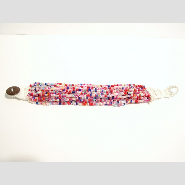 Armbnd - Hndknyttet - Mini Glas Perle Armbnd - 20cm Multi farver
