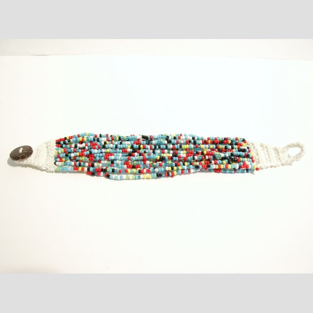 Armbnd - Hndknyttet - Mini Glas Perle Armbnd - 20cm Lysebl&aring;