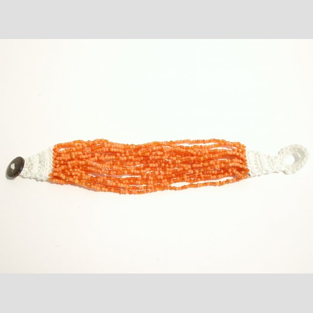 Armbnd - Hndknyttet - Mini Glas Perle Armbnd - 20cm Orange