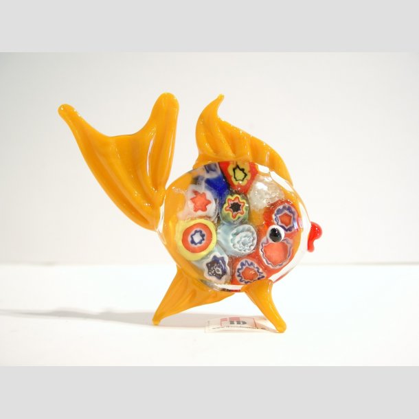 Glas Fisk - Millefiori - 8cm Orange