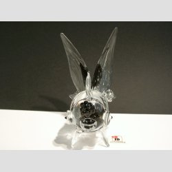 Glas Guld Fisk - Hj Spids Hale - Klar/Mrkelilla - H10cm - L10cm