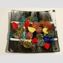 Bolsjer i Glas - Klar Mix Farver - Ovale - 4cm - 1 St Med 12 Asst.