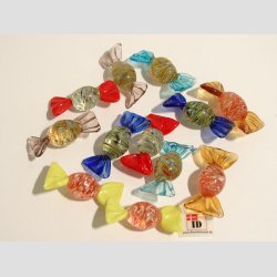 Bolsjer i Glas - Klar Mix Farver - Ovale - 4cm - 1 St Med 12 Asst.