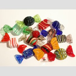 Bolsjer &amp; Karameller i Glas - Med 1 St 12 Stk / 24 Stk Asst. - 5-6cm