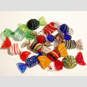 Bolsjer & Karameller i Glas - Med 1 St 12 Stk / 24 Stk Asst. - 5-6cm