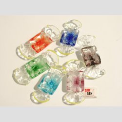 Glas Bolsjer - Klar Med Blomst - 1 Pakke Med 6 Farver - 5-6cm (Flad Bagside)