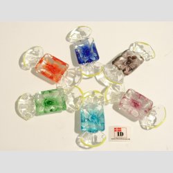 Glas Bolsjer - Klar Med Blomst - 1 Pakke Med 6 Farver - 5-6cm (Flad Bagside)