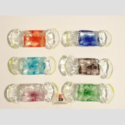 Glas Bolsjer - Klar Med Blomst - 1 Pakke Med 6 Farver - 5-6cm (Flad Bagside)