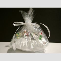 Gaveide - Glas Nipsenle - 20 Forskellige P en hvid Silkepude - Hndlavede