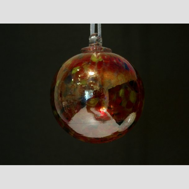 Mundblst Glas Kugler - Rd/Orange Sne - 8cm ID Deko1