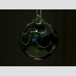 Munbl�sta Glas Kulor - Gr�n/Vit R�nder - �8cm