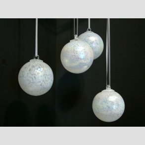 Mundblst Glas Kugler - Klar/Hvid Sne - Dia. 8cm