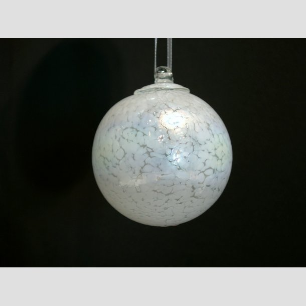 Mundblst Glas Kugler - Klar/Hvid Sne - Dia. 8cm ID Deko1