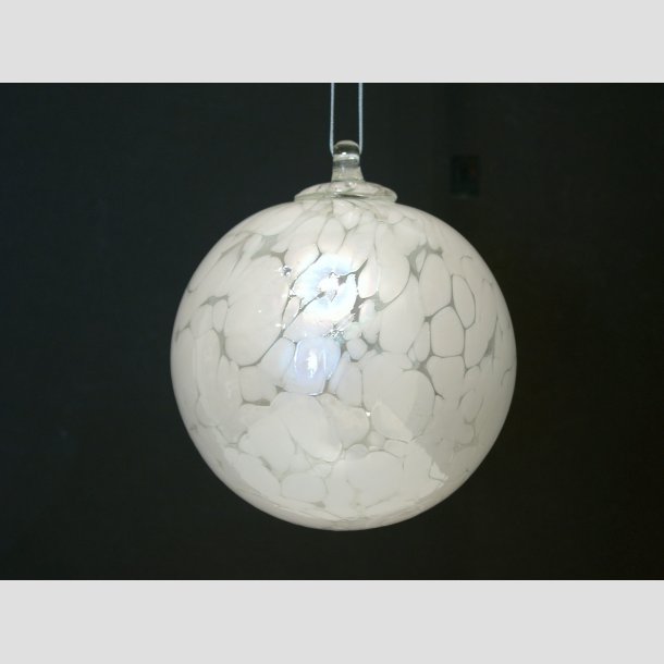 Glas Kugle - Mundblst - Klar/Hvid Sne - Dia. 10cm ID Deko1