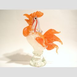 Glasfigurer - Hane - Store Orange Glas Haner - 18-30cm