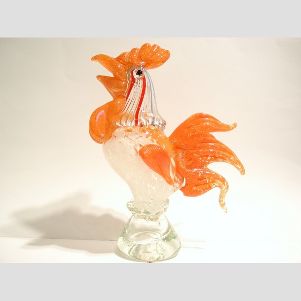Glasfigurer - Hane - Store Orange Glas Haner - 18-30cm Stor