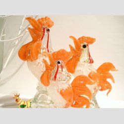 Glasfigurer - Hane - Store Orange Glas Haner - 18-30cm