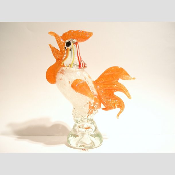 Glasfigurer - Hane - Store Orange Glas Haner - 18-30cm Mellem