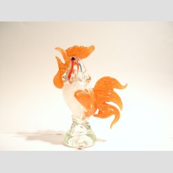 Glasfigurer - Hane - Store Orange Glas Haner - 18-30cm