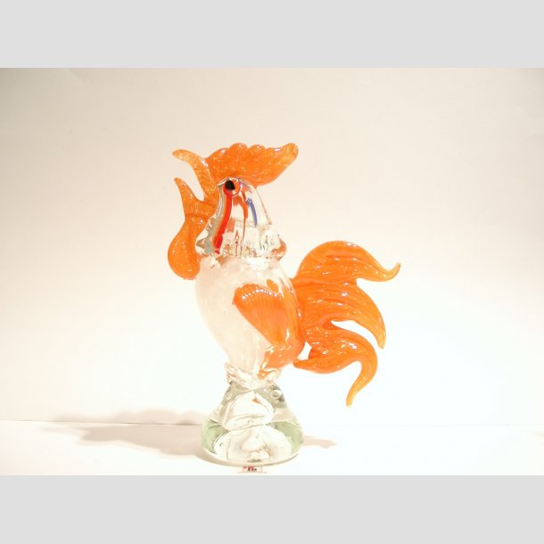Glasfigurer - Hane - Store Orange Glas Haner - 18-30cm Lille