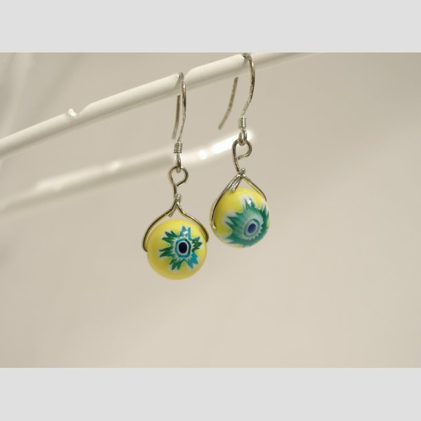 reringe - Glas Millefiori - 6 St Forskellige Farver - 3cm (perle 1cm) Gul