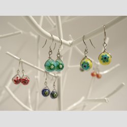 reringe - Glas Millefiori - 6 St Forskellige Farver - 3cm (perle 1cm)