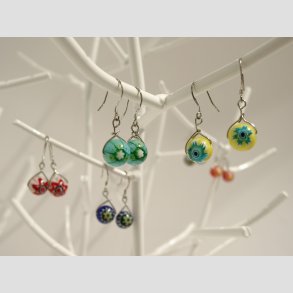 reringe - Glas Millefiori - 6 St Forskellige Farver - 3cm (perle 1cm)