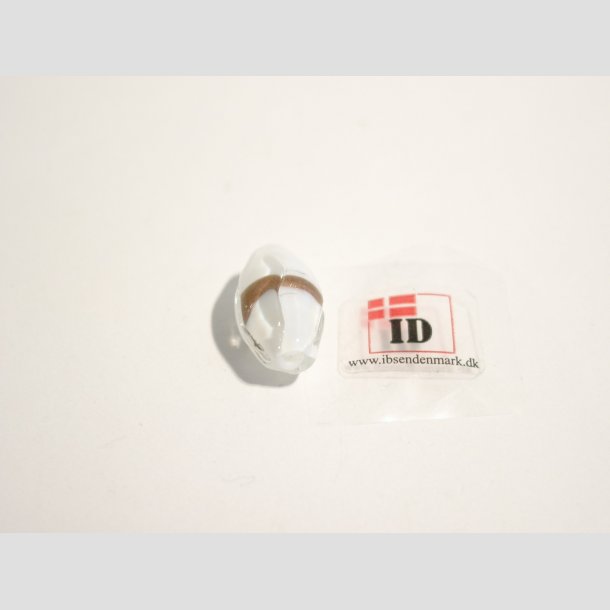 Glas Perler - Hndlavet Hvid/Oval - Med Guld striber - 1,5-2,0cm Perle1