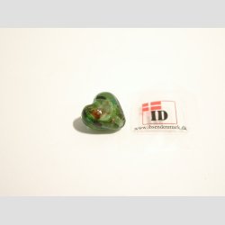 Hjerte Glas Perler - Hndlavet Glas Hjerte Perle - Med Blomst/Guld - Grn - 1,2cm