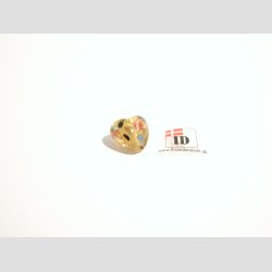 Hjerte Glas Perler - Hndlavet Hjerte Glas Perle - Brun Med Blomst/Guld - Guld - 1,2cm