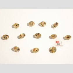 Hndlavet Glas Perle - Flad/Rund Med Blomst/Guld - Guld - 1,2cm