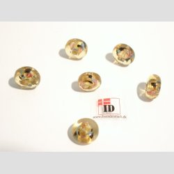 Hndlavet Glas Perle - Flad/Rund Med Blomst/Guld - Guld - 1,2cm