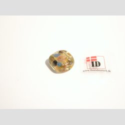 Hndlavet Glas Perle - Firkant Med Blomst/Guld - Guld - 1,2cm