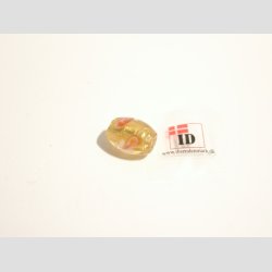 Hndlavet Glas Perle - Oval Med Guld/Blomst - Guld - 1,5cm
