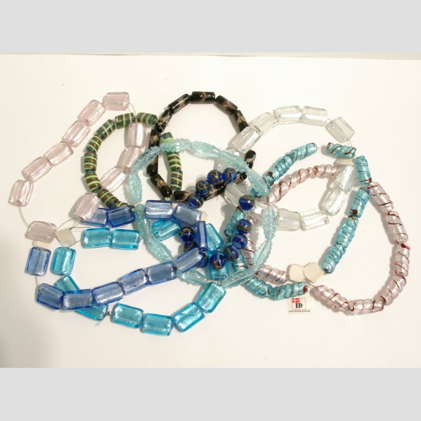 H�ndlavet Glas Perler - Mix 120 stk - 10x12