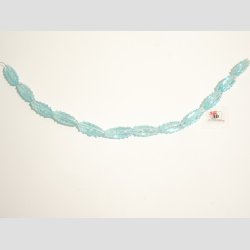 Hndlavet Glas Perle - Aflang Med Prikker - Lysebl - 2,5cm