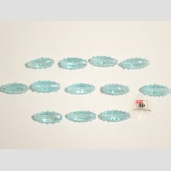 Hndlavet Glas Perle - Aflang Med Prikker - Lysebl - 2,5cm