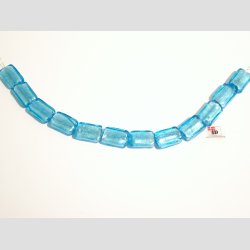 Hndlavet Glas Perle - Lille Firkant Med Slv - Lysebl - 2cm