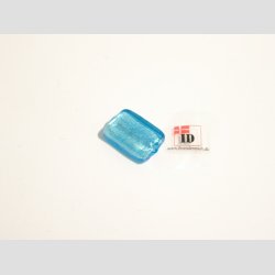 Hndlavet Glas Perle - Lille Firkant Med Slv - Lysebl - 2cm