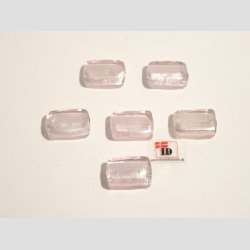 Hndlavet Glas Perle - Lille Firkant Med Slv - Lyserd - 2cm