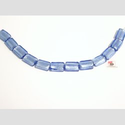 Hndlavet Glas Perle - Lille Firkant Med Slv - Bl - 2cm