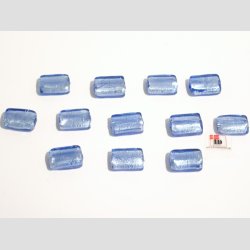 Hndlavet Glas Perle - Lille Firkant Med Slv - Bl - 2cm