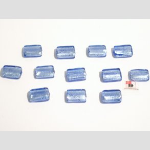 Hndlavet Glas Perle - Lille Firkant Med Slv - Bl - 2cm