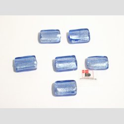 Hndlavet Glas Perle - Lille Firkant Med Slv - Bl - 2cm