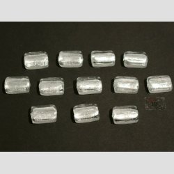 Hndlavet Glas Perle - Lille Firkant Med Slv - Klar - 2cm