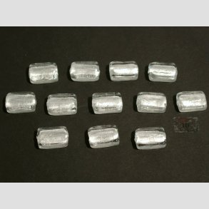 Hndlavet Glas Perle - Lille Firkant Med Slv - Klar - 2cm