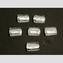 Hndlavet Glas Perle - Lille Firkant Med Slv - Klar - 2cm