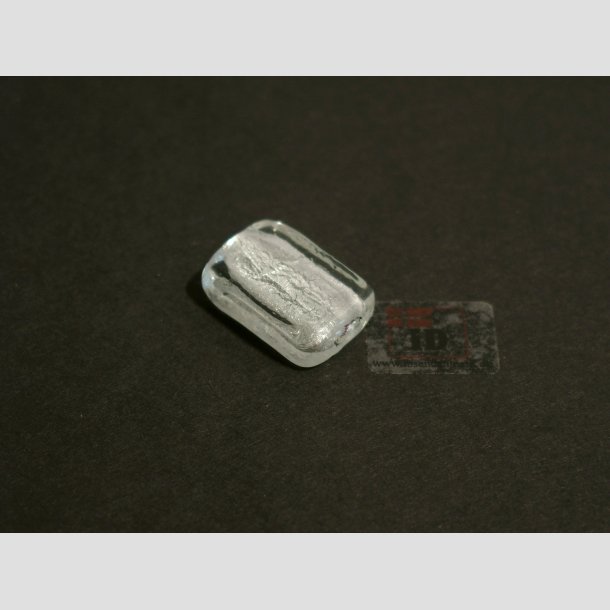 Hndlavet Glas Perle - Lille Firkant Med Slv - Klar - 2cm Perle1